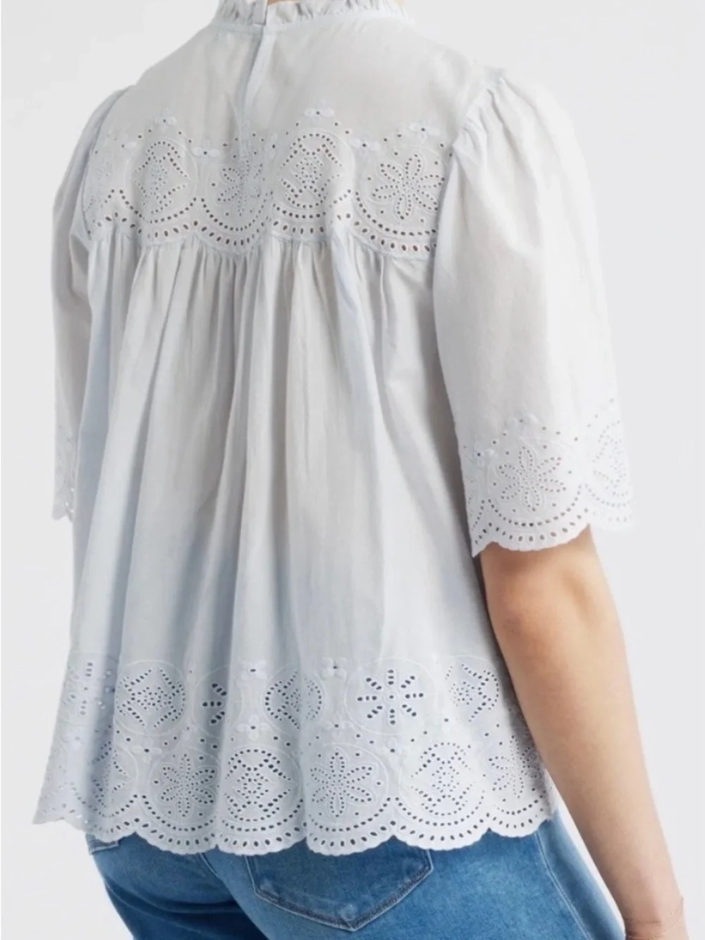 Madewell White Eyelet Pintuck Blouse
